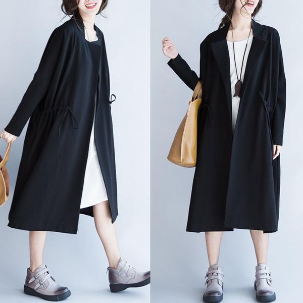 women's trench coats 2021 female spring plus size waist blazer casual pliableness loose, Tan;black 
women's trench coats 2021 female spring plus size waist blazer casual pliableness loose, Tan;black