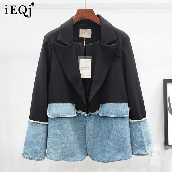 women's suits & blazers ieqj 2021 spring autumn single button fashion irregular splicing denim coat all-match personality 3ac275, White;black
women's suits & blazers ieqj 2021 spring autumn single button fashion irregular splicing denim coat all-match personality 3ac275, White;black