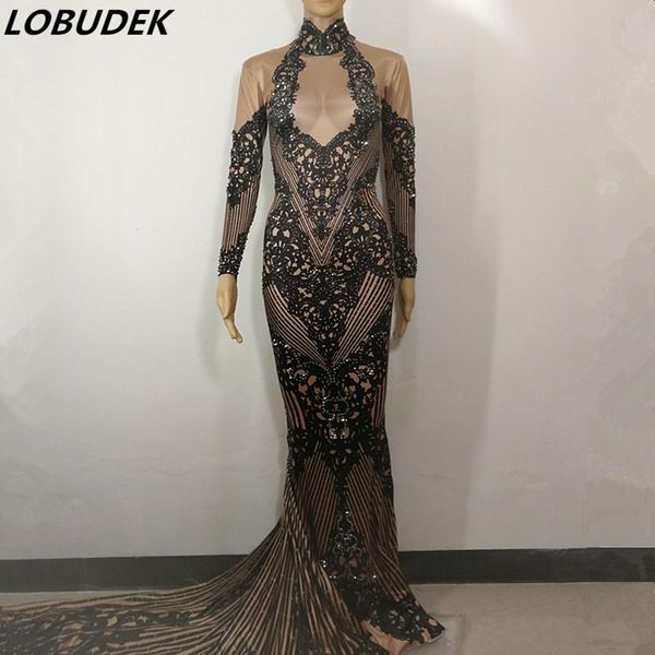 casual dresses formal prom female party celebration performance one piece dress long mermaid bling crystals stones slim, Black;gray
casual dresses formal prom female party celebration performance one piece dress long mermaid bling crystals stones slim, Black;gray