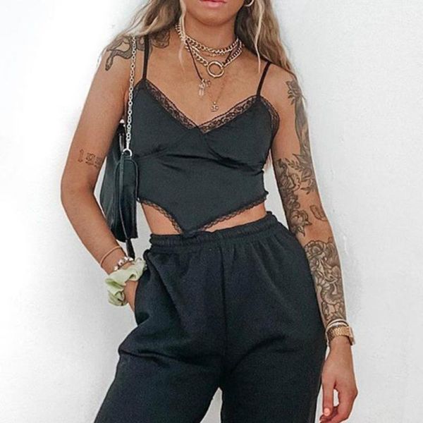 women's tanks & camis summer women camisoles tie up open back vest club streetwear ladies lace trim satin patchwork crop, White
women's tanks & camis summer women camisoles tie up open back vest club streetwear ladies lace trim satin patchwork crop, White