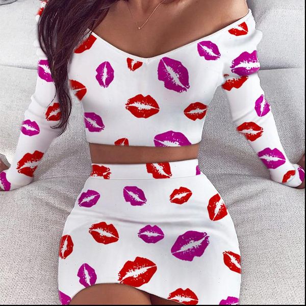 lips printed two piece womens set long sleeve cropped and skirts 2 piece sets women 2021 spring summer casual ladies suit, Gray
lips printed two piece womens set long sleeve cropped and skirts 2 piece sets women 2021 spring summer casual ladies suit, Gray