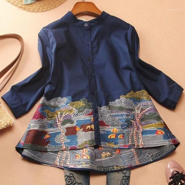 women's spring three quarter sleeve a-line embroidery shirt female vintage national loose casual blouse blouses & shirts, White
women's spring three quarter sleeve a-line embroidery shirt female vintage national loose casual blouse blouses & shirts, White