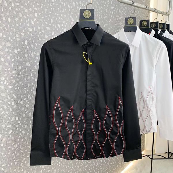 2021 new algodo dos homens vestido homem bordado padro chama camisa de alta qualidade magro ajuste camisas casuais okt4, White;black
2021 new algodo dos homens vestido homem bordado padro chama camisa de alta qualidade magro ajuste camisas casuais okt4, White;black