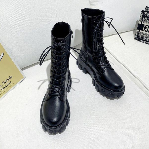2021 autumn high-quality trendy fashion motorcycle boots designer women's thick-soled lace-up all-match boots, Black
2021 autumn high-quality trendy fashion motorcycle boots designer women's thick-soled lace-up all-match boots, Black