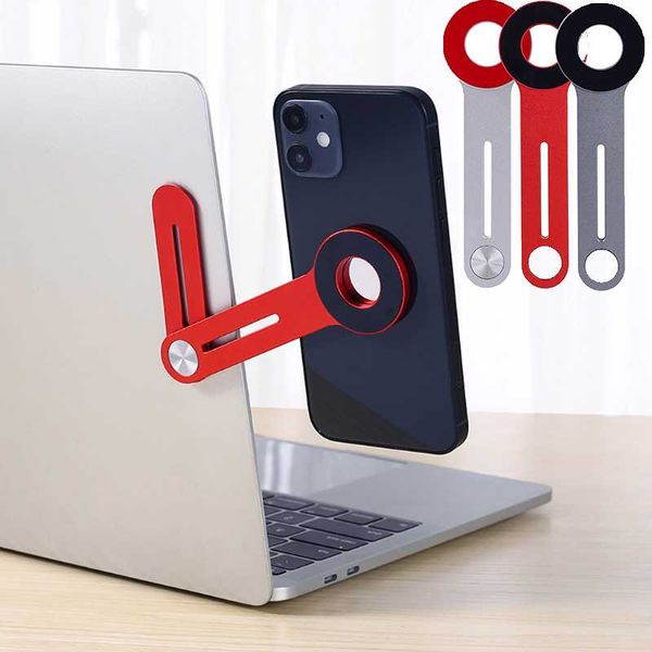 cell phone mounts & holders two-in-one aluminum alloy adjustable side mount clip for lapexpansion stand smartphone gray/ red/ silver