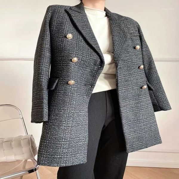 women's suits & blazers vintage autumn winter ol woolen blazer women double breasted slim notched suit jacket, White;black
women's suits & blazers vintage autumn winter ol woolen blazer women double breasted slim notched suit jacket, White;black