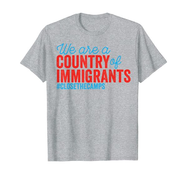 fence resist protest close the camps | country of immigrants t-shirt, White;black