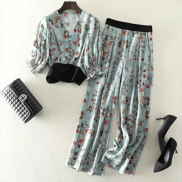 suit plus size summer womens pants style korean version of short lantern sleeve shirt floral wide leg two piece, White
suit plus size summer womens pants style korean version of short lantern sleeve shirt floral wide leg two piece, White