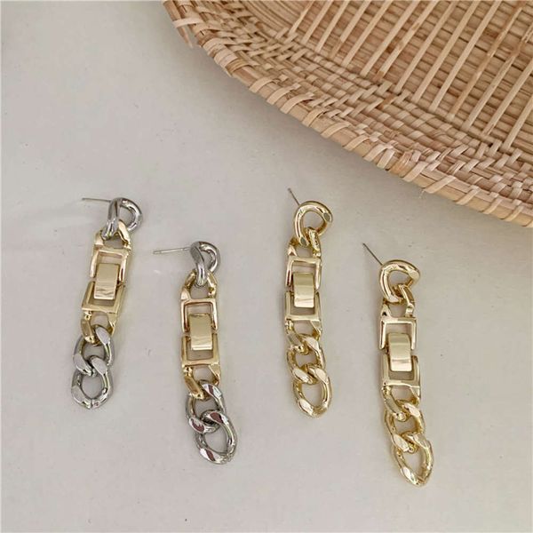 hbp fashion niche design metal texture thick chain strap buckle celi cool wind gold plated long earrings, Silver
hbp fashion niche design metal texture thick chain strap buckle celi cool wind gold plated long earrings, Silver