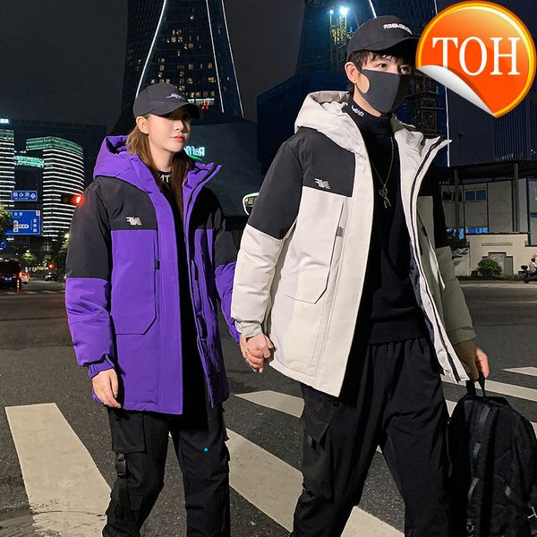 -20 degree winter men's warm down jacket mid-length color matching fashion casual couple coats youth handsome windbreaker, Black
-20 degree winter men's warm down jacket mid-length color matching fashion casual couple coats youth handsome windbreaker, Black