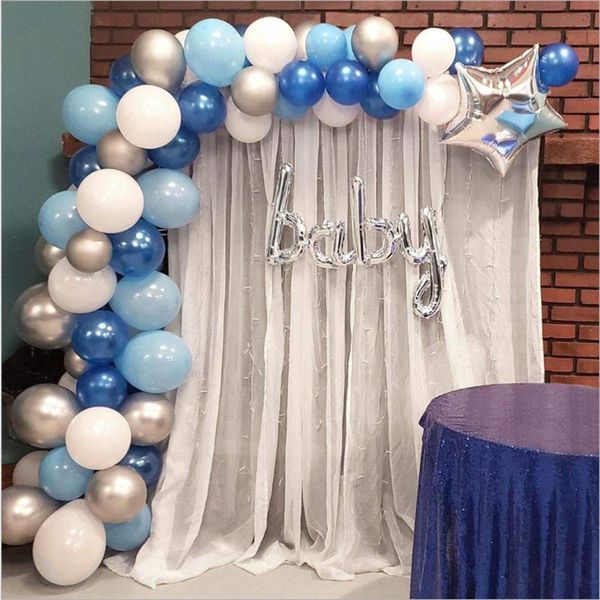 party decoration blue and white silver arch birthday balloon wedding room set