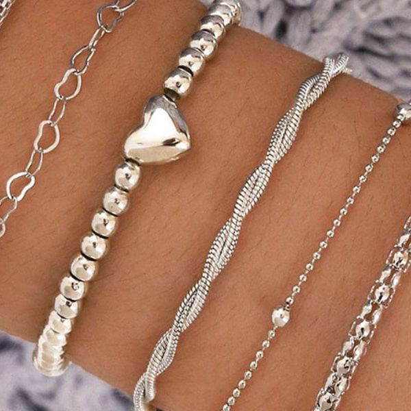 link, chain boho thick silver color charm bracelets bangles 2021 fashion jewelry 6pcs punk curb cuban set for women gift, Black
link, chain boho thick silver color charm bracelets bangles 2021 fashion jewelry 6pcs punk curb cuban set for women gift, Black