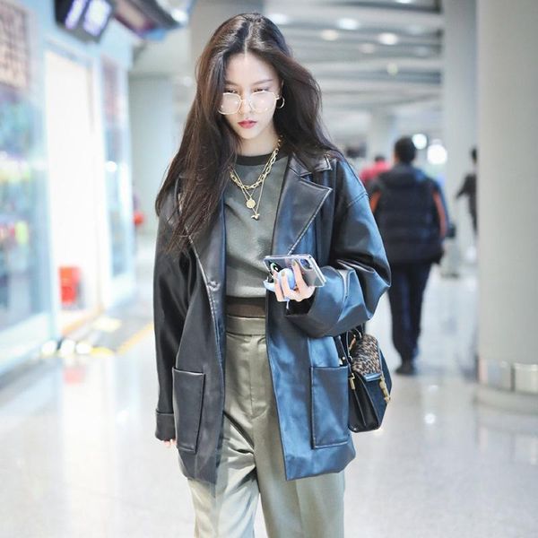 women's leather & faux star cc song yanfei airport same black large pocket suit jacket loose sheepskin
women's leather & faux star cc song yanfei airport same black large pocket suit jacket loose sheepskin