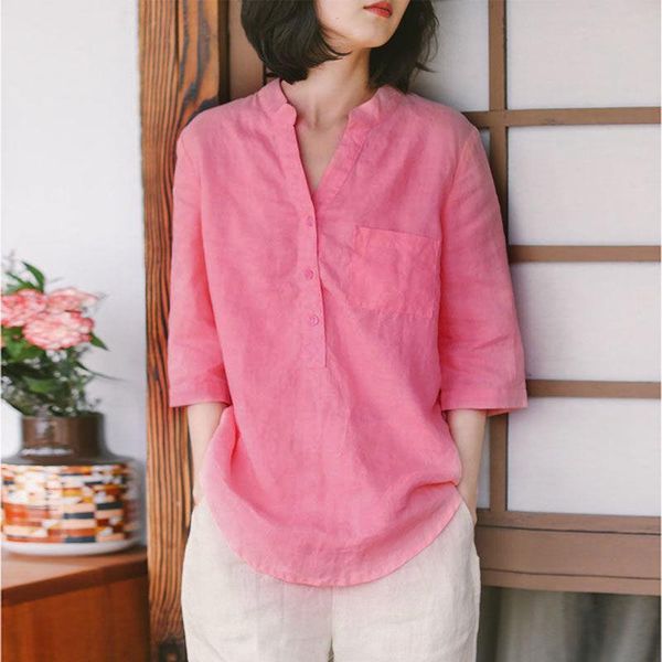 women's blouses & shirts 2021 summer arts style women 3/4 sleeve loose all-matched casual v-neck cotton linen white blouse plus size s2
women's blouses & shirts 2021 summer arts style women 3/4 sleeve loose all-matched casual v-neck cotton linen white blouse plus size s2