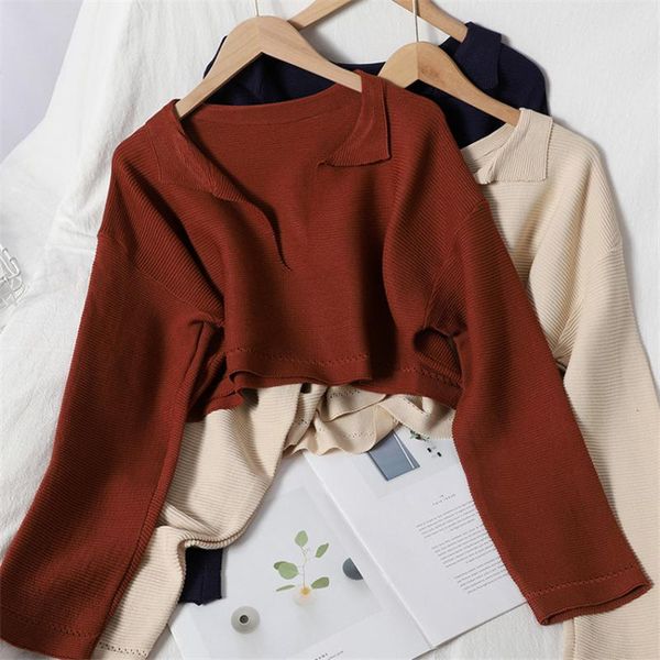 casual crop pullover knitted sweater women long sleeve cropped 2021 new spring student fashion knit jumper, White;black
casual crop pullover knitted sweater women long sleeve cropped 2021 new spring student fashion knit jumper, White;black