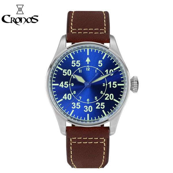 wristwatches cronos men's flieger automatic watch 10atm stainless steel skeleton super luminous dial leather strap mechanical watches, Slivery;brown
wristwatches cronos men's flieger automatic watch 10atm stainless steel skeleton super luminous dial leather strap mechanical watches, Slivery;brown