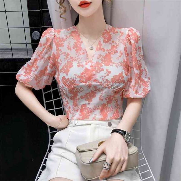 lady floral print chiffon shirt women's short puff sleeve v-neck summer fashion slim ins blouse p045 210527, White
lady floral print chiffon shirt women's short puff sleeve v-neck summer fashion slim ins blouse p045 210527, White