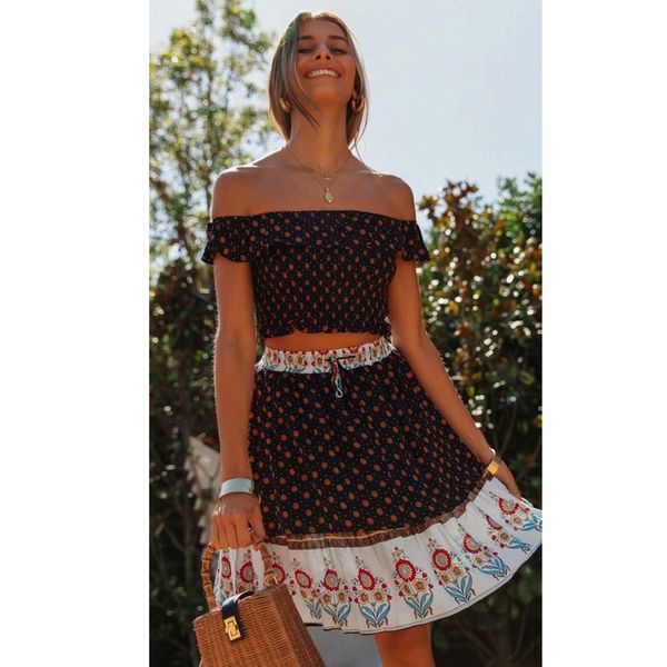 2021 new boho floral print two piece set off shoulder slim elastic high waist mini skirt summer beach casual women clothes 6s2t, Black
2021 new boho floral print two piece set off shoulder slim elastic high waist mini skirt summer beach casual women clothes 6s2t, Black