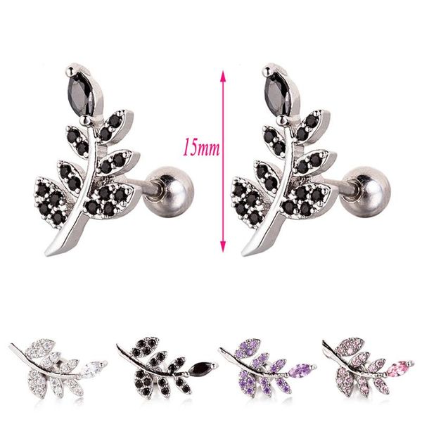 stud 2pc steel zircon gem leaf ear tragus cartilage earring body piercing ring jewelry barbell 16g, Golden;silver
stud 2pc steel zircon gem leaf ear tragus cartilage earring body piercing ring jewelry barbell 16g, Golden;silver