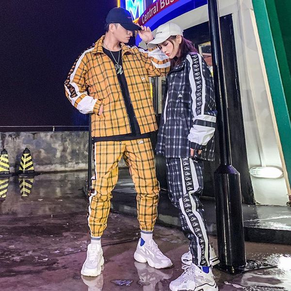 men's tracksuits coat plaid jacket spring hip hop street dance sets two-piece set printed loose suit couple clothes fashion tracksuit, Gray
men's tracksuits coat plaid jacket spring hip hop street dance sets two-piece set printed loose suit couple clothes fashion tracksuit, Gray
