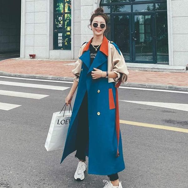 women's trench coats long windbreaker2021spring autumn stitching contrast color korean loose lapel double-breasted fashion coat female6, Tan;black
women's trench coats long windbreaker2021spring autumn stitching contrast color korean loose lapel double-breasted fashion coat female6, Tan;black