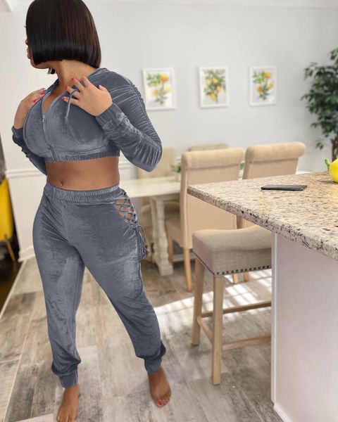 women's two piece pants echoine velvet hollow out lace up crop hooded set tracksuit women skinny weatshirt active streetwear, White
women's two piece pants echoine velvet hollow out lace up crop hooded set tracksuit women skinny weatshirt active streetwear, White