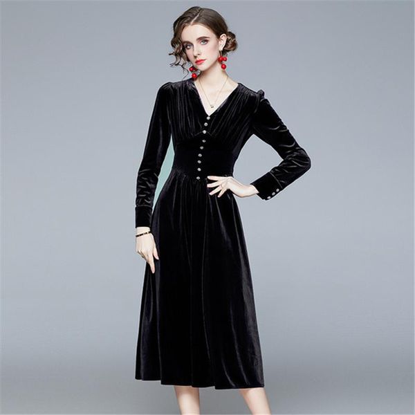 casual dresses 2021 autumn winter women solid color slim velvet a-line dress fashion v-neck long sleeve mid-calf female, Black;gray
casual dresses 2021 autumn winter women solid color slim velvet a-line dress fashion v-neck long sleeve mid-calf female, Black;gray