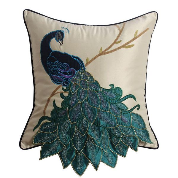 cushion/decorative pillow high end satin cushion cover living room decoration peacock embroidery turquoise blue case imitation silk covers 
cushion/decorative pillow high end satin cushion cover living room decoration peacock embroidery turquoise blue case imitation silk covers