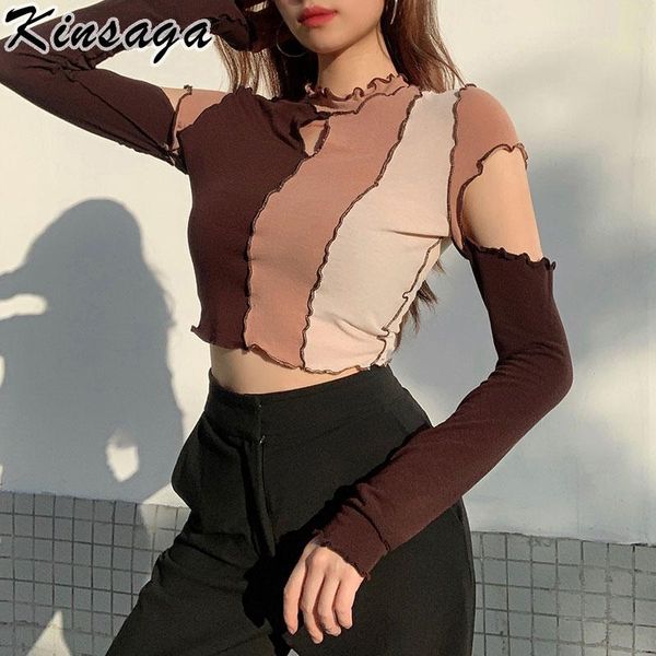 women's t-shirt y2k patchwork ruffles contrast color t-shirts streetwear cut out long sleeve cropped aesthetic punk tee, White
women's t-shirt y2k patchwork ruffles contrast color t-shirts streetwear cut out long sleeve cropped aesthetic punk tee, White
