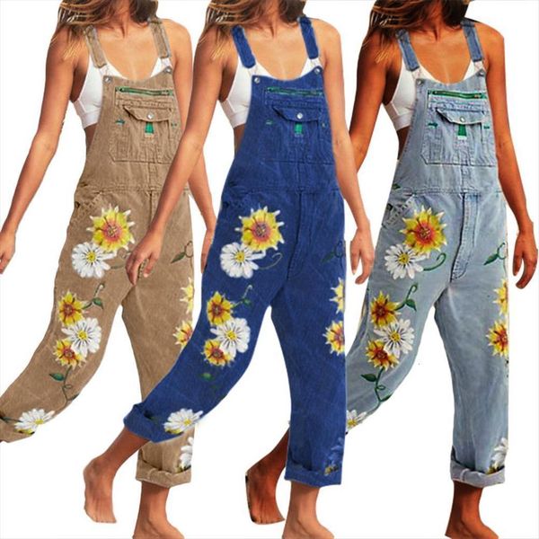 casual bib overall dungarees sunflower womens romper print pockets denim loose overalls, Black;white
casual bib overall dungarees sunflower womens romper print pockets denim loose overalls, Black;white