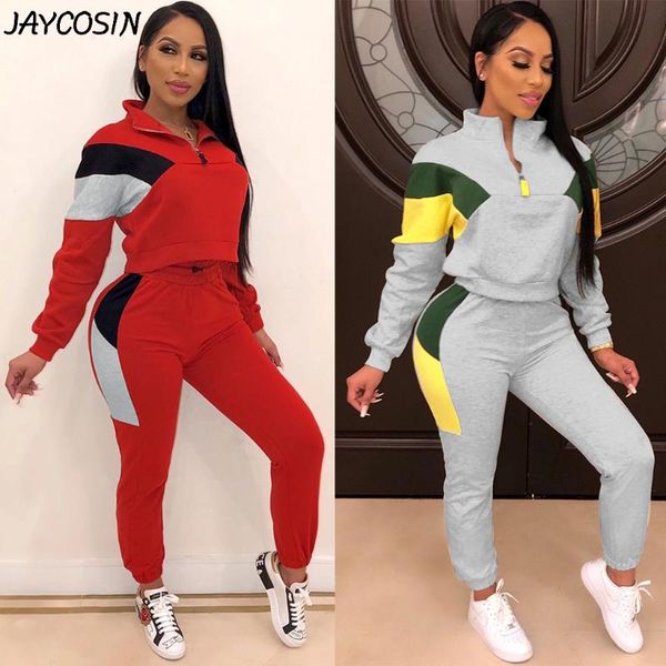 two piece dress jaycosin tracksuit women patchwork sweatshirt zipper stand collar long pants 2 set casual sportswear suits, White
two piece dress jaycosin tracksuit women patchwork sweatshirt zipper stand collar long pants 2 set casual sportswear suits, White