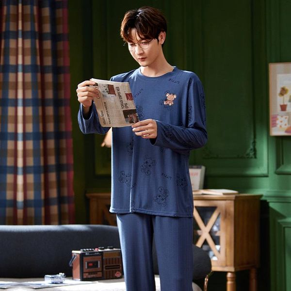 men's sleepwear korean fashion men blue long sleeve elastic waist pants pajamas set autumn winter plus size homewear cartoon bear, Black;brown
men's sleepwear korean fashion men blue long sleeve elastic waist pants pajamas set autumn winter plus size homewear cartoon bear, Black;brown