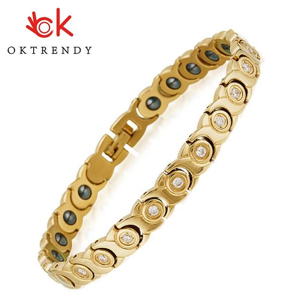 link, chain fashion magnetic stainless steel bracelets gold color flower-shaped inlaid zircon adjustable gift for women fine jewelry, Black
link, chain fashion magnetic stainless steel bracelets gold color flower-shaped inlaid zircon adjustable gift for women fine jewelry, Black