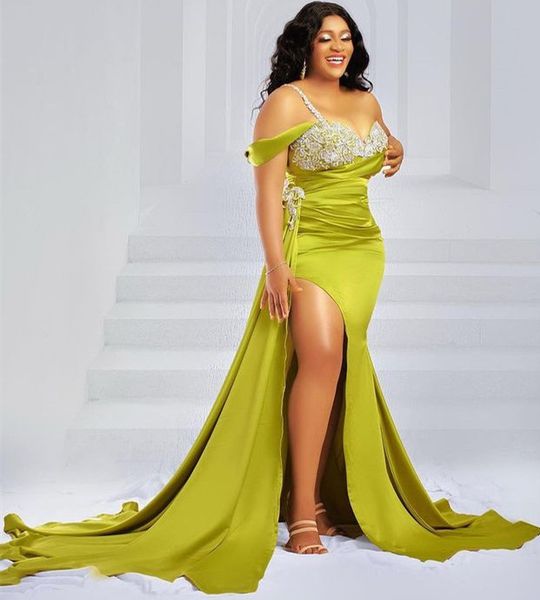 2021 plus size arabic aso ebi mermaid one shoulder prom dresses lace beaded high split evening formal party second reception gowns dress zj3, Black
2021 plus size arabic aso ebi mermaid one shoulder prom dresses lace beaded high split evening formal party second reception gowns dress zj3, Black