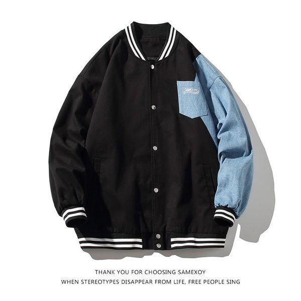 men's jackets hip hop streetwear baseball jacket coat denim patchwork oversize stand-up collar japanese bomber college, Black;brown
men's jackets hip hop streetwear baseball jacket coat denim patchwork oversize stand-up collar japanese bomber college, Black;brown