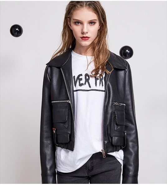women's leather & faux fashion brand zipper stitching pu jacket female loose motorcycle outerwear was thin wq1232 dropship, Black
women's leather & faux fashion brand zipper stitching pu jacket female loose motorcycle outerwear was thin wq1232 dropship, Black