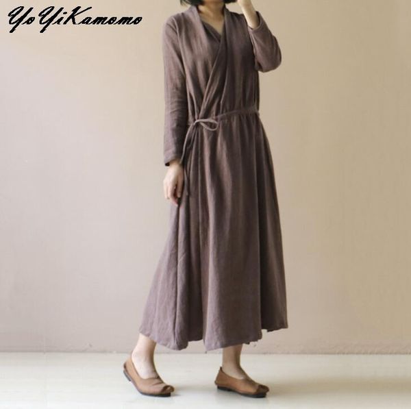 casual dresses yoyikamomo 2021 women dress big size cotton linen original long robe loose, Black;gray
casual dresses yoyikamomo 2021 women dress big size cotton linen original long robe loose, Black;gray