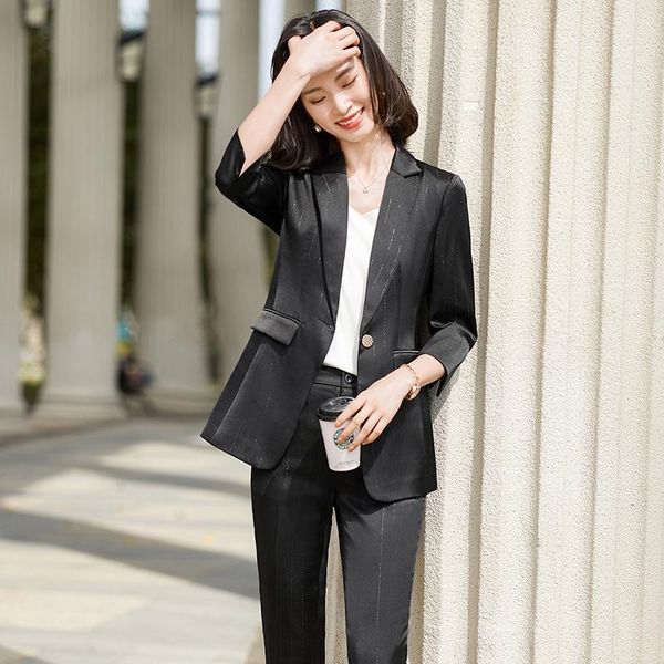 women's two piece pants female black blazer women business suits pant and jacket sets office ladies work uniform styles, White
women's two piece pants female black blazer women business suits pant and jacket sets office ladies work uniform styles, White