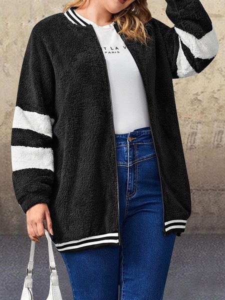 women's jackets 2021 spring/autumn plush black white contrast long sleeve baseball jacket loose casual large plus size xl-5xl, Black;brown
women's jackets 2021 spring/autumn plush black white contrast long sleeve baseball jacket loose casual large plus size xl-5xl, Black;brown