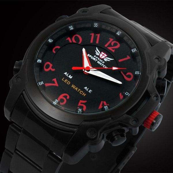 wristwatches epozz ninja series analog and digital dual display man watch steel full black clock male relogio masculino 230, Slivery;brown
wristwatches epozz ninja series analog and digital dual display man watch steel full black clock male relogio masculino 230, Slivery;brown