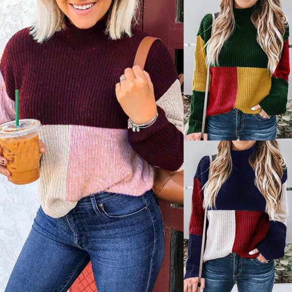women's sweaters women colorblock stand long sleeve knitted sweater jumper pullover blouse, White;black
women's sweaters women colorblock stand long sleeve knitted sweater jumper pullover blouse, White;black