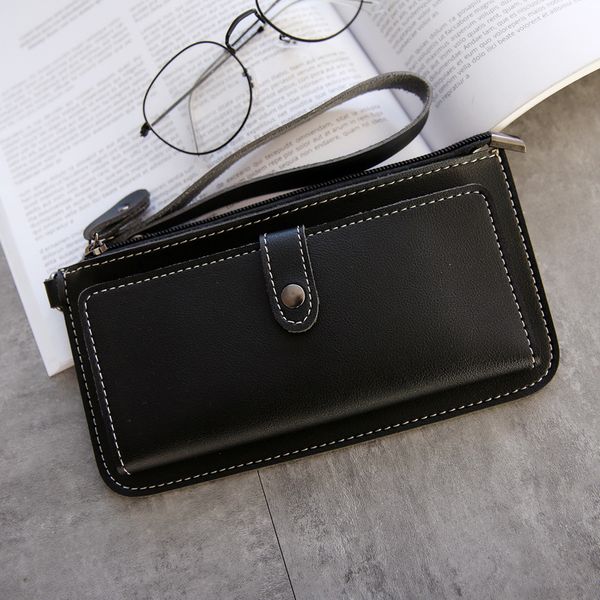 2021 new womens purse simple style long multi-function wallet multicard zipper student female wallet women clutch bag carteras, Red;black
2021 new womens purse simple style long multi-function wallet multicard zipper student female wallet women clutch bag carteras, Red;black