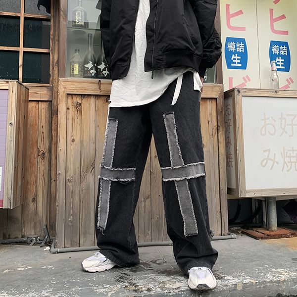 new street harajuku frayed retro jeans pants men and women elastic waist wide len denim trousers oversize pyid, Blue
new street harajuku frayed retro jeans pants men and women elastic waist wide len denim trousers oversize pyid, Blue