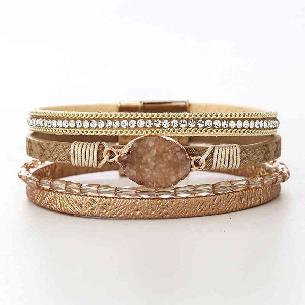 new cross border natural stone elliptic gravel bracelets handmade magnetic leather bracelet, Golden;silver
new cross border natural stone elliptic gravel bracelets handmade magnetic leather bracelet, Golden;silver