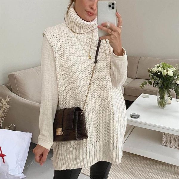 sleeveless turtleneck sweater women thick knited vest shrug sweaters casual loose oversized autumn winter white pullover jumpers, White;black
sleeveless turtleneck sweater women thick knited vest shrug sweaters casual loose oversized autumn winter white pullover jumpers, White;black