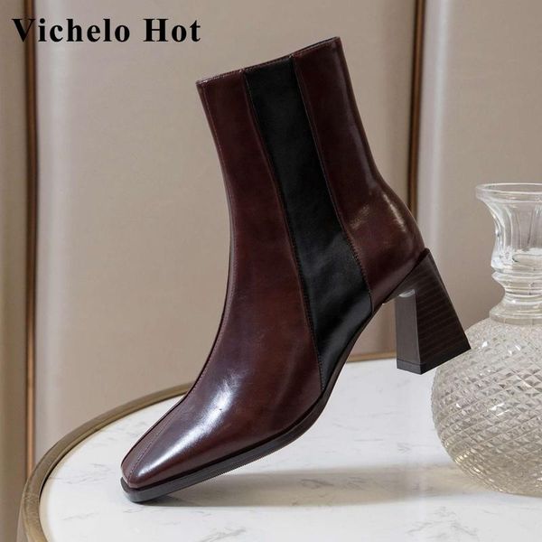 boots vichelo arrival large size split leather square toe high heel winter shoes mature young lady daily wear ankle l10, Black 
boots vichelo arrival large size split leather square toe high heel winter shoes mature young lady daily wear ankle l10, Black