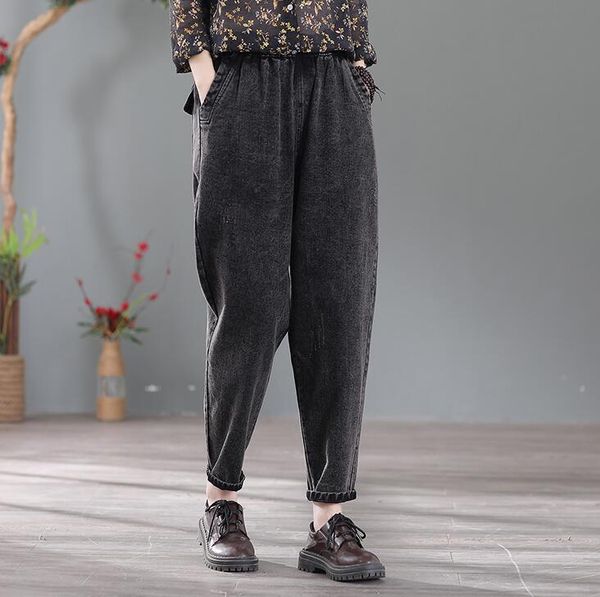 2021 women jeans harem pockets elastic waist new loose elastic waist turnip denim vintage fashion trousers women yoyikamomo, Blue
2021 women jeans harem pockets elastic waist new loose elastic waist turnip denim vintage fashion trousers women yoyikamomo, Blue