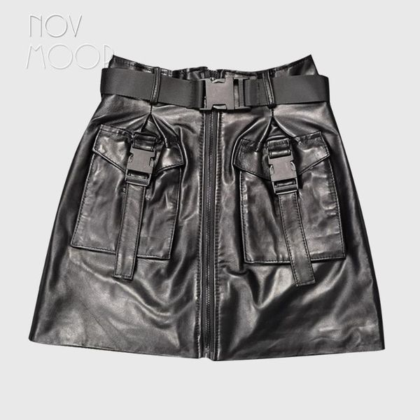 skirts novmoop high street fashion women spring black sheepskin genuine leather mini skirt with elastic belt jupe femme falda lt3018
skirts novmoop high street fashion women spring black sheepskin genuine leather mini skirt with elastic belt jupe femme falda lt3018
