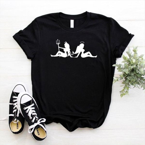 and women devil or angel men t shirt womens print short sleeve o neck loose ladies causal tee clothes, White;black
and women devil or angel men t shirt womens print short sleeve o neck loose ladies causal tee clothes, White;black