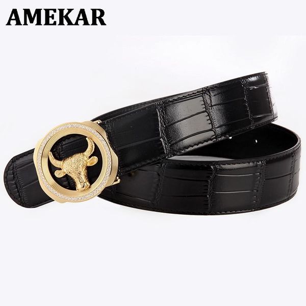 belts 2021 men's stainless steel bull buckle belt leisure cowskin leather crocodile pattern fashion famous luxury pants, Black;brown
belts 2021 men's stainless steel bull buckle belt leisure cowskin leather crocodile pattern fashion famous luxury pants, Black;brown